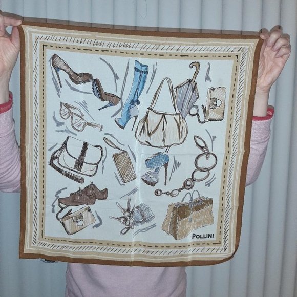 Pollini Accessories - Tan/cream silk Pollini scarf accessory motif